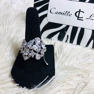 Rhodium Silver C&L ring and cristals